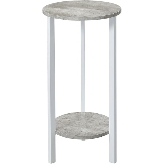 Graystone 2 Tier Tall Plant Stand 31" - Industrial Stand for Plants, Vases, and Antiques, Urban Modern Design for the Living Room, Hallway, Entryway, Faux Birch/White