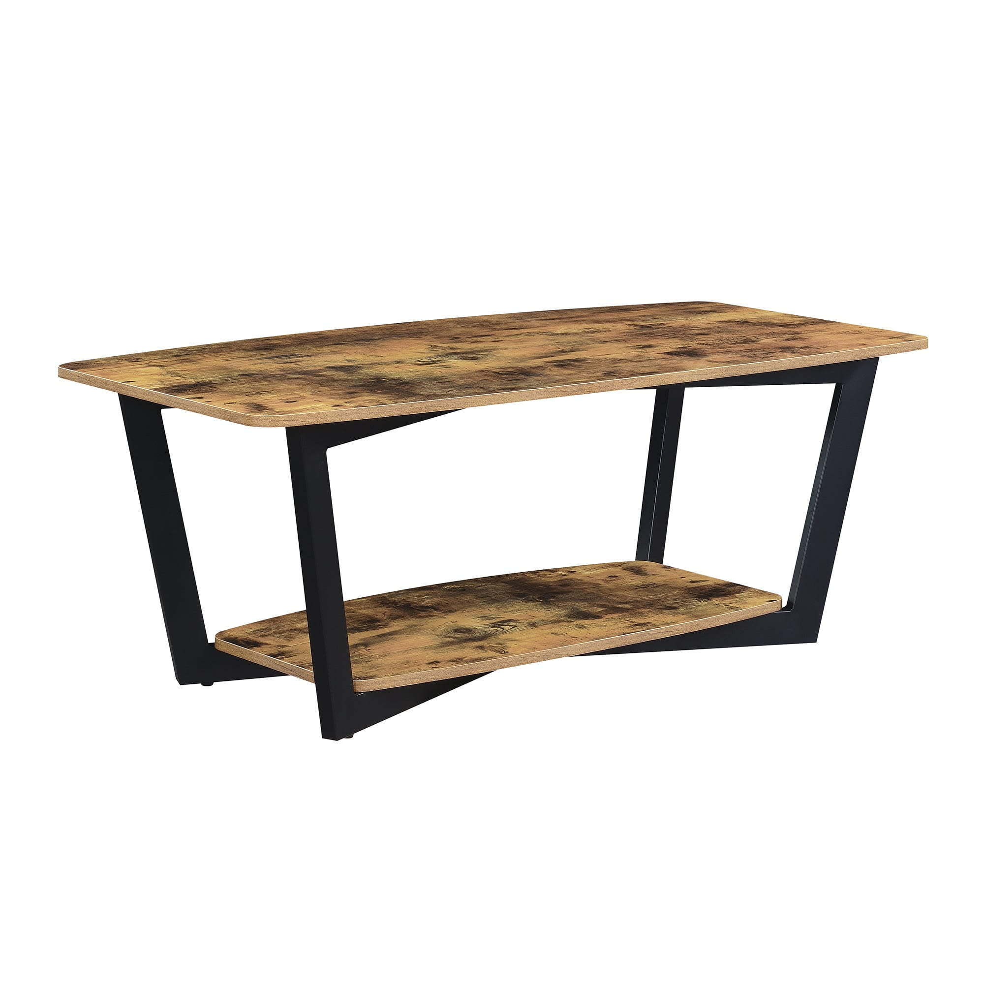 Barnwood Black Urban Industrial 48" Coffee Table with Shelf