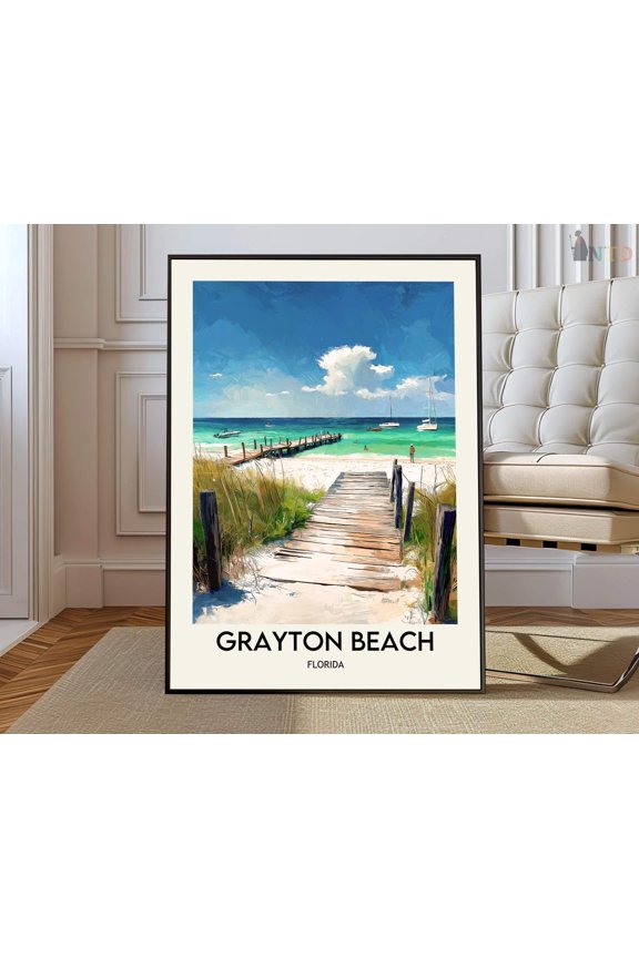 Grayton Beach Wall Art Print, Emerald Coast And Scenic Shore Decor