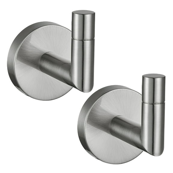 Graz Robe Hook 2-Pack for Bathroom Bedroom Closet Kitchen or Office Satin Nickel – Design House, 191197