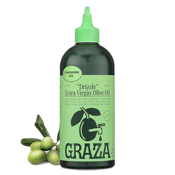 Graza Drizzle Extra Virgin Olive Oil, Finishing Oil - High Polyphenol Early Harvest EVOO Finishing Oil in a Squeeze Bottle - Single Origin Olive Oils from Spain - 16.9 Fl Oz (500ml) ( Pack of 2 )