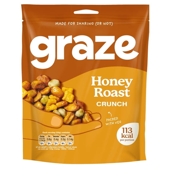 Graze Honey Roast Crunch Sharing Bag Snack 100G, Imported from Britain