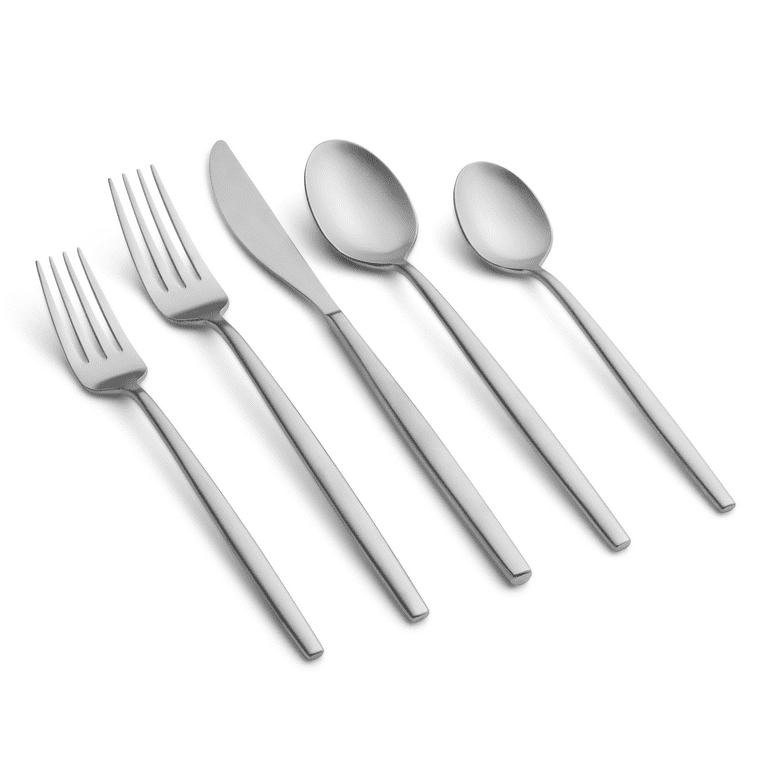 Graze by Cambridge Kiki Satin Forged 18/0 Stainless Steel 20-Piece Flatware Set, Service for 4, Silver