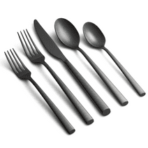 Graze by Cambridge Toya Forged 18/0 Stainless Steel Black Satin 20-Piece Flatware Set, Service for 4
