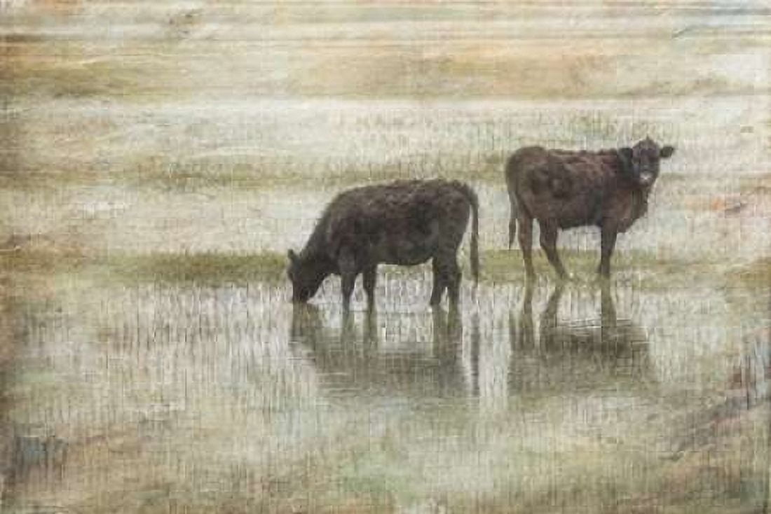 Grazin in the Pond Canvas Art - Ramona Murdock (12 x 18)