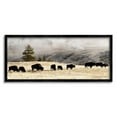 thumbnail image 1 of Grazing Bison Rural Country Fog Animals & Insects Photograph Black Framed Art Print Wall Art, 1 of 7