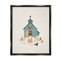 Grazing Chickens Hens Farm Animals & Insects Graphic Art Jet Black Framed Art Print Wall Art