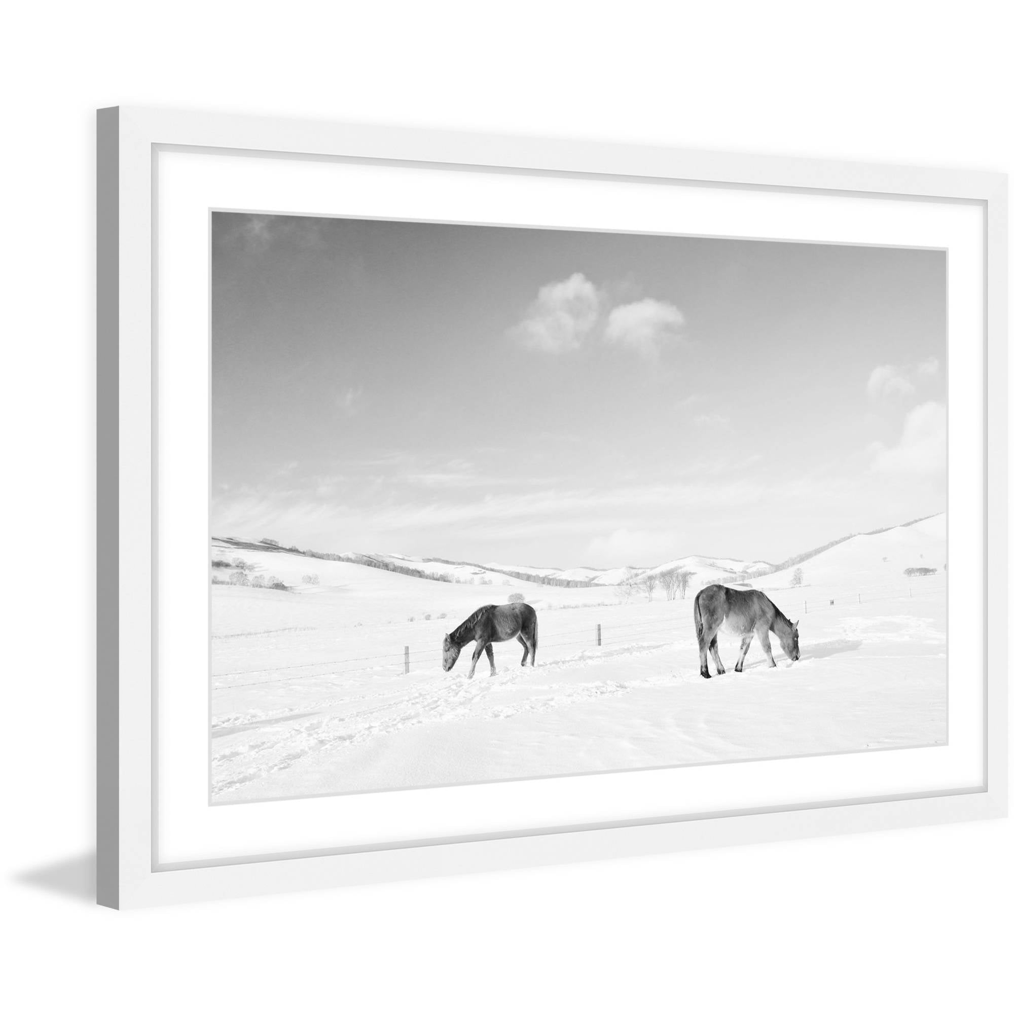 "Grazing Pair" Framed Painting Print