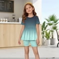 thumbnail image 1 of Grblisyd 1-13Y Tween Girl Clothes 2 Piece Short Sleeve Gradient Ruffle Hem Top and Biker Shorts Teen Girl Summer Outfits Short Set, 1 of 6