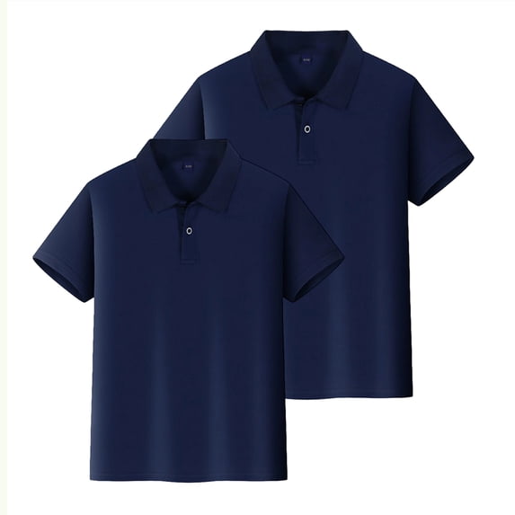 Grblisyd 2-Pack Boys Girls Shirts Basic School Uniform Shirts Soft Collared Shorts Sleeve Kids Polo Shirts Button Closure Performance Golf Polo Tops