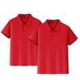 thumbnail image 1 of Grblisyd 2 Pack Boys' School Uniform Short Sleeve Polo Shirt Button Closure Moisture Wicking Performance Material Back to School Clothes, 1 of 4