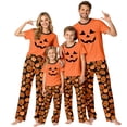 thumbnail image 1 of Grblisyd Halloween Family Matching Pajamas Sets Pumpkin Print Short Sleeve Top & Pants Two Piece Set Sleepwear Pjs, 1 of 8
