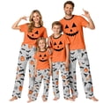thumbnail image 1 of Grblisyd Halloween Family Matching Pajamas Sets Pumpkin Print Short Sleeve Top & Pants Two Piece Set Sleepwear Pjs, 1 of 8