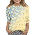 thumbnail image 1 of Grblisyd 3/4 Sleeve Shirts for Girls Cute Sunflower Daisy Printed T Shirts Kids Summer Loose Tops Casual Crewneck Tees 7-8 Years, 1 of 5