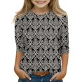 thumbnail image 1 of Grblisyd 3/4 Sleeve Shirts for Teens Girls Crew Neck Cute Summer Fall Tops Floral Print Blouses Clothes, 1 of 4