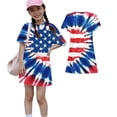 thumbnail image 1 of Grblisyd 4th of July Dresses for Girls Red White and Blue USA Patriotic Dress American Flag Crew Neck Short Sleeve A Line Dress Size 7, 1 of 6