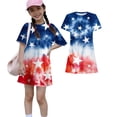 thumbnail image 1 of Grblisyd 4th of July Dresses for Girls Red White and Blue USA Patriotic Dress American Flag Crew Neck Short Sleeve A Line Dress Size 7, 1 of 6