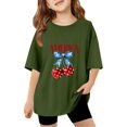 thumbnail image 1 of Grblisyd 4th of July Girls Shirts Size 10-12 America Cherry Bow USA Flag Short Sleeve Crew Neck Kids T-Shirts Loose Tee Clothes Summer Tops for Girls, 1 of 4