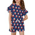 thumbnail image 1 of Grblisyd 4th of July Outfits for Girls Patriotic Summer Ruffle Short Sleeve Shirts Top and Drawstring Elastic Waist Shorts Set, 1 of 5