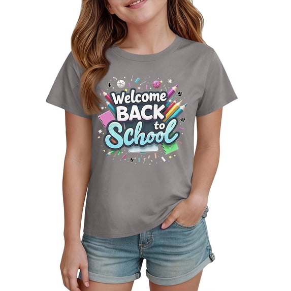 Grblisyd Back to School Boys Girls Shirts Size 10-12 Cute Letter Print Short Sleeve Crewneck T-Shirts Graphic Tees Tops Clothes for Kids