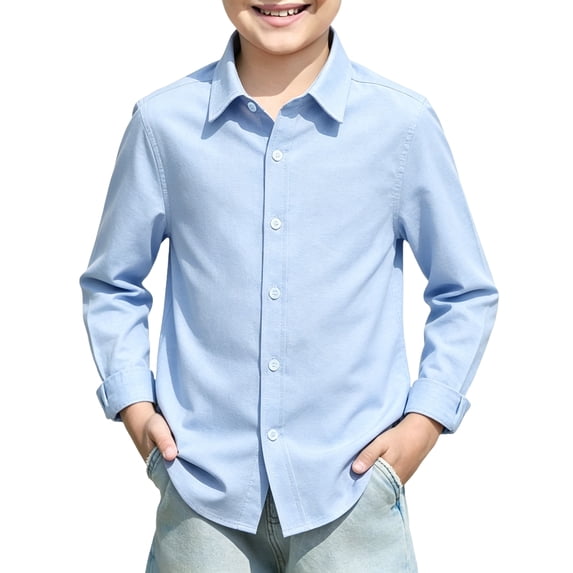 Grblisyd Back to School Clothes Boys Girls Long Sleeve Button Down Shirts Formal Uniform Dress Shirt