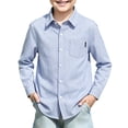 thumbnail image 1 of Grblisyd Back to School Clothes Boys Girls Quick Dry Long Sleeve Striped Button Down Shirts with Chest Pocket Formal Uniform Dress Shirt, 1 of 6