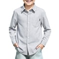 thumbnail image 1 of Grblisyd Back to School Clothes Boys Girls Quick Dry Long Sleeve Striped Button Down Shirts with Chest Pocket Formal Uniform Dress Shirt, 1 of 6