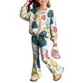thumbnail image 1 of Grblisyd Back to School Outfits for Girls 2PCS Crew Neck Long Sleeve Top & Flare Pants withCute Stationery Print Casual Girl Clothes, 1 of 7