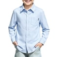 thumbnail image 1 of Grblisyd Boys Button Down Shirt Long Sleeve Summer Boys Dress Shirts with Chest Pocket Casual Formal Collared Shirt Back to School Clothes, 1 of 6