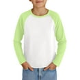 thumbnail image 1 of Grblisyd Boys Fall Raglan Long Sleeve Shirt Boys Tops Crewneck Tshirts Size 10-12 Cute Kids Teen Boys Clothes Trendy Fall Outfits ,Fluorescent Green 9-10Y, 1 of 5