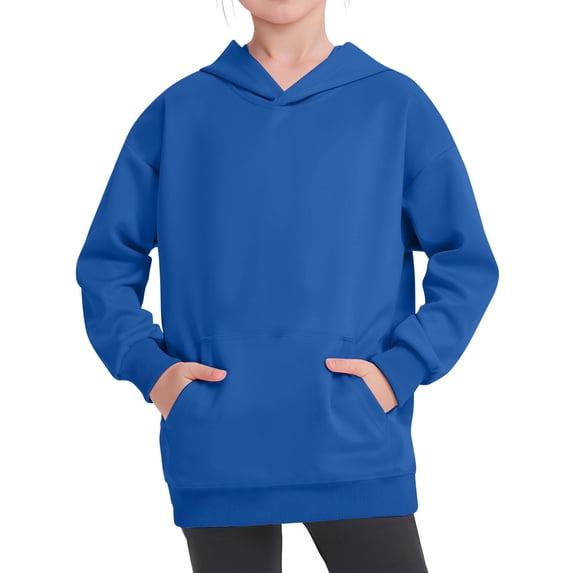Grblisyd Boys Girls Fashion Hoodies Kids Solid Color Long Sleeve Hooded Sweatshirts with Pocket 5-12 Years