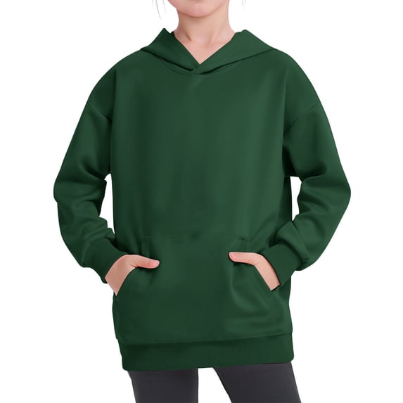 Grblisyd Boys Girls Fashion Hoodies Kids Solid Color Long Sleeve Hooded Sweatshirts with Pocket 5-12 Years
