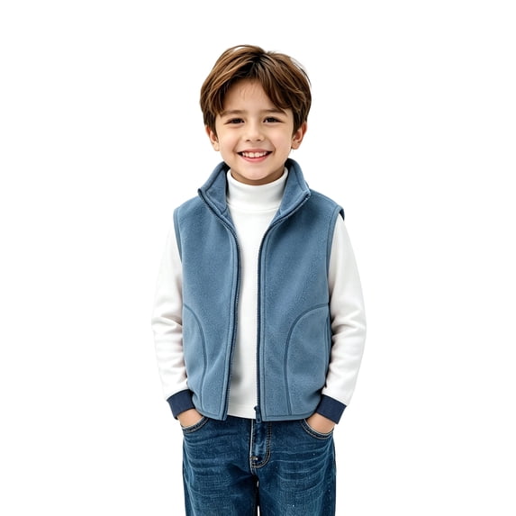 Grblisyd Boys Girls Fleece Vest Sleeveless Jacket Full-Zip Fall Winter Warm Outerwear with Pockets 10-12 Years