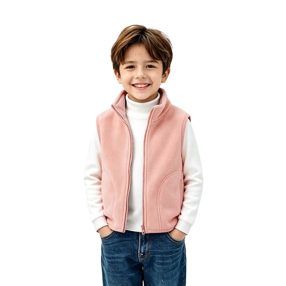 Grblisyd Boys Girls Fleece Vest Sleeveless Jacket Full-Zip Fall Winter Warm Outerwear with Pockets 10-12 Years