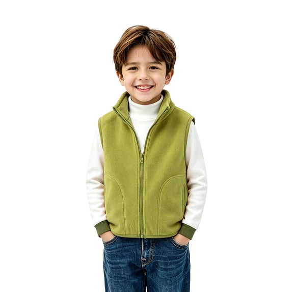 Grblisyd Boys Girls Polar Fleece Vest Jacket Ligntweight Plain Vest Full Zipper Sleeveless Top with Pockets 7-8 Years