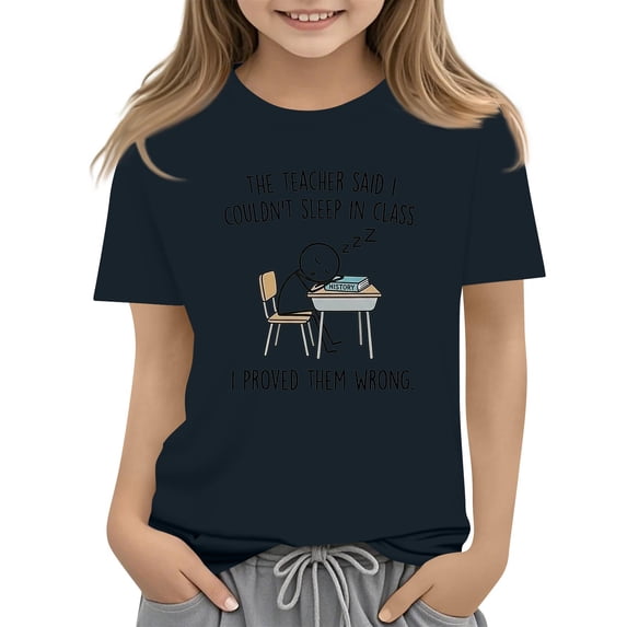 Grblisyd Boys Girls Shirts Back To School Kids Summer Cute Letter Print Tops Short Sleeve Crewneck Tees 5-14 Years