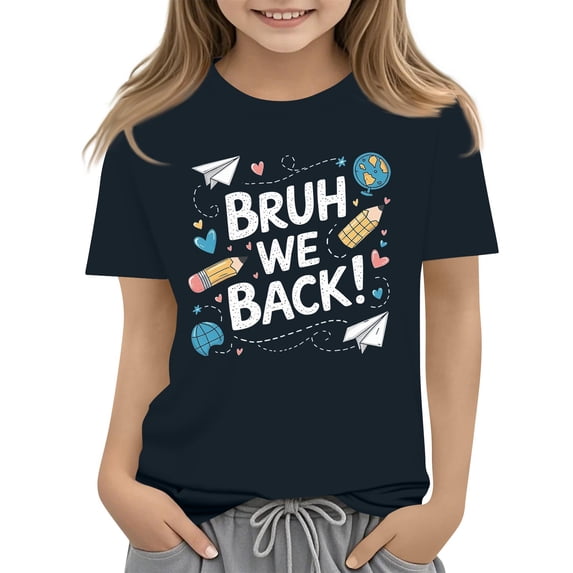 Grblisyd Boys Girls Shirts Size 10-12 First Day of School Graphic Print Tee Shirt Round Neck Short Sleeve T Shirts Summer Cute Trendy Tops