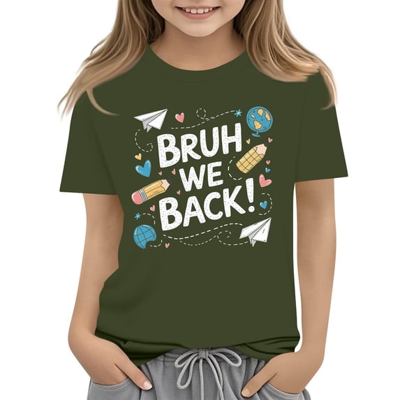 Grblisyd Boys Girls Shirts Size 10-12 First Day of School Graphic Print Tee Shirt Round Neck Short Sleeve T Shirts Summer Cute Trendy Tops