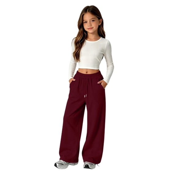 Grblisyd Boys Girls Sweatpants Straight Leg Baggy Sweat Pants with Pockets Casual Elastic Waist Pants Back to School Clothes