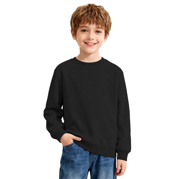 Grblisyd Boys Girls Sweatshirt Kids Fashion Long Sleeve Crewneck Shirts Casual Solid Color Sweatshirts School Pullover Top