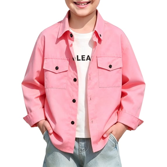 Grblisyd Boys Long Sleeve Dress Shirts Classic Collared Button Down Shirt Fashion Uniform Shirts with Chest Pocket Back to School Clothes