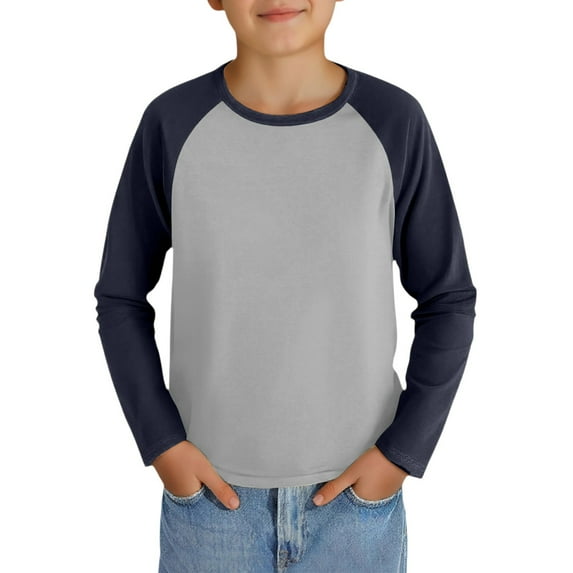Grblisyd Boys Raglan Long Sleeve Shirts Black Boys Tops Trendy Size 10-12 Cute Shirt Kids Crew Neck T-shirts Basic Teen Boys Clothes ,Navy 6-7Y