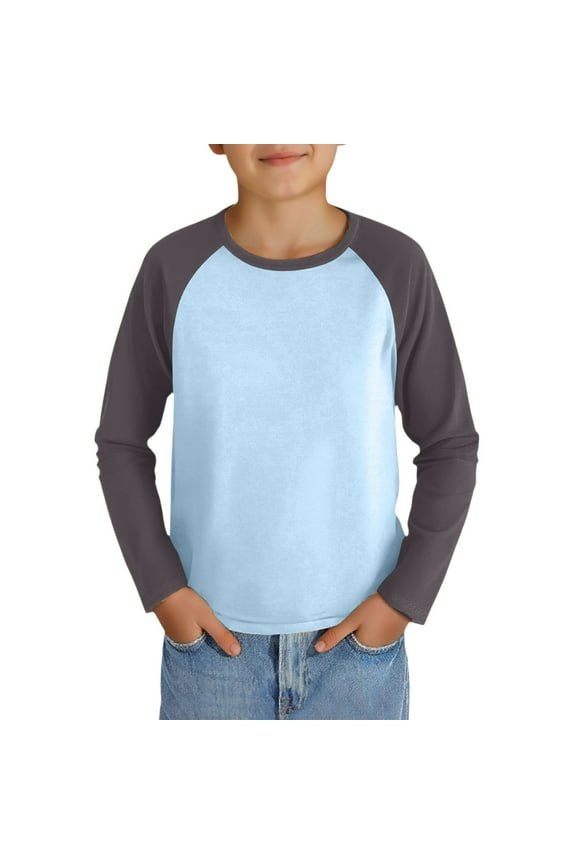 Boys Tops Size 10-12 Raglan Long Sleeve Shirt Black Kids Crewneck Size 10-12 Basic Tee Shirts Cute Teen Boys Clothes Trendy Fall Outfits ,Light Blue 8-9Y