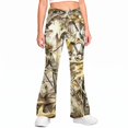 thumbnail image 1 of Grblisyd Camo Pants for Girls Flare High Elastic Waist Dress Trousers Fashion Maple Leaf Print Uniform Pants With Button, 1 of 6