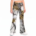 thumbnail image 1 of Grblisyd Camo Pants for Girls Flare High Elastic Waist Dress Trousers Fashion Maple Leaf Print Uniform Pants With Button, 1 of 6