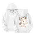 thumbnail image 1 of Grblisyd Christian Hoodie for Girls Kids 10-12 Long Sleeve Jesus Loves You Casual Sweatshirt Drawstring Preppy Pullover Cute Hoodie for Teen Girls White 110, 1 of 4