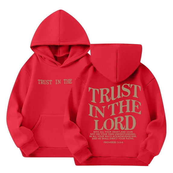 Grblisyd Christian Hoodies TRUST IN THE LORD Hoodie for Teen Girls Trendy Jesus Saves Hoodie Teen Girl Clothes Graphic Hoodies Pullover Sweatshirt Red 100