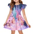 thumbnail image 1 of Grblisyd Christmas Dresses for Kids Girls Casual School Outfits Fashion Graphic Flutter Sleeve A-Line Dress, 1 of 5