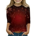 thumbnail image 1 of Grblisyd Christmas Gifts, Christmas Shirts for Girls 2t 3/4 Sleeve Casual Graphic Tees Cute Buffalo Plaid Snowflake Print T-Shirts Crewneck Holiday Tops Deep Red 10-11 Y, 1 of 4