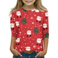 thumbnail image 1 of Grblisyd Christmas Gifts for Grandkids, Christmas Shirts for Girls 2t 3/4 Sleeve Casual Graphic Tee Shirt Cute Snowflake Santa Graphic T-Shirts Crewneck Tops 2t-8t Red 6-7 Y, 1 of 4